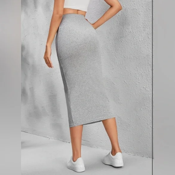 Roxy new with tags ribbed Solid Pencil Skirt size M grey - Picture 4 of 9